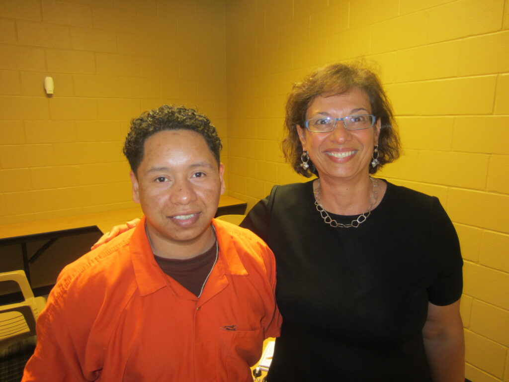 Enrique and Sonia Nazario in 2013 at the Baker County Detention Center in Florida where Enrique was being held. [Credit: Sonia Nazario]