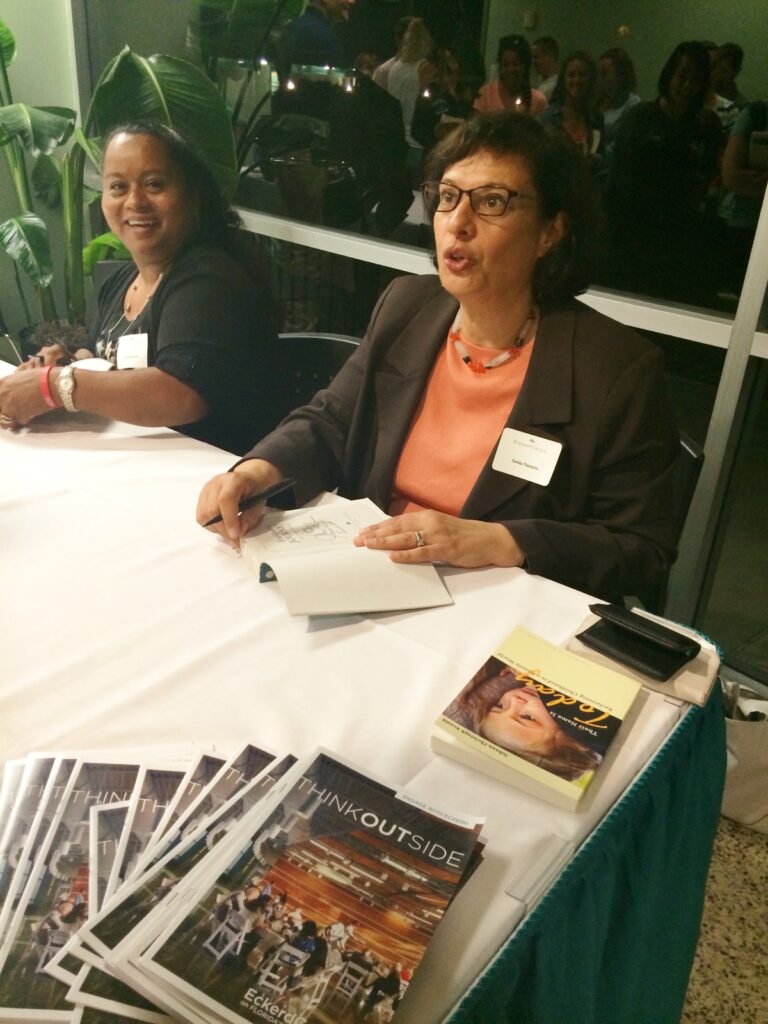 Lourdes and Sonia signed books after speaking at Eckerd College, Florida, Sept. 2014.