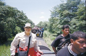 Sonia Nazario atop the "train of death" in Mexico.