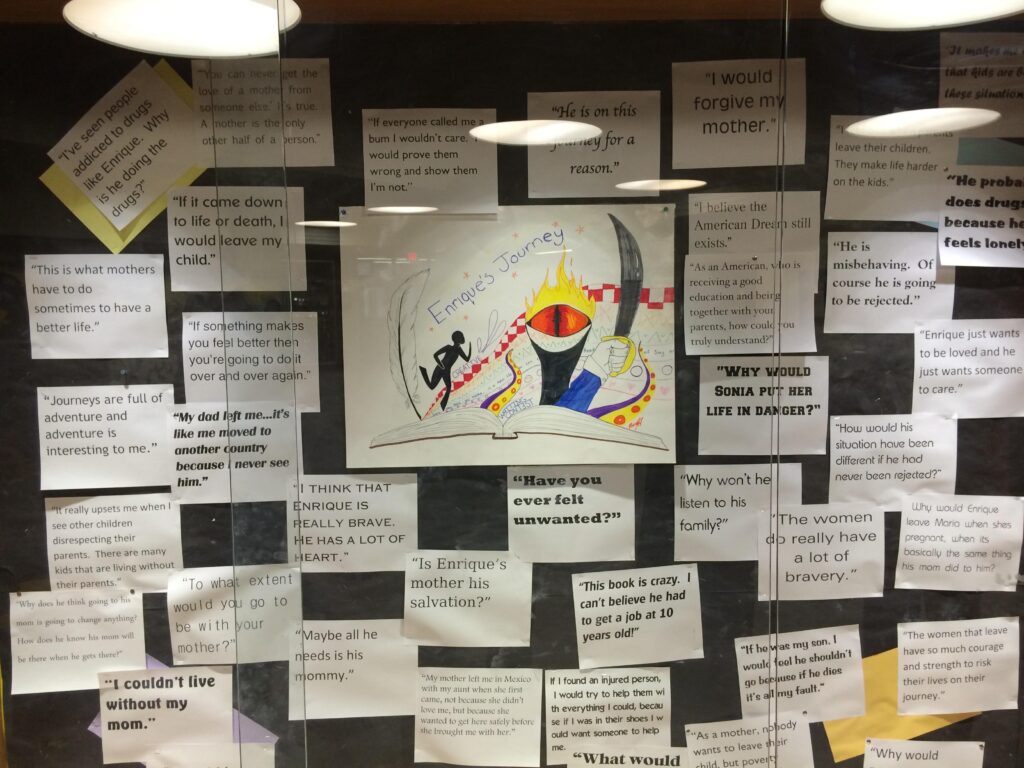 A high school in New Haven, Connecticut hosted a creative writing contest and also asked students to share their responses to Enrique's Journey. 